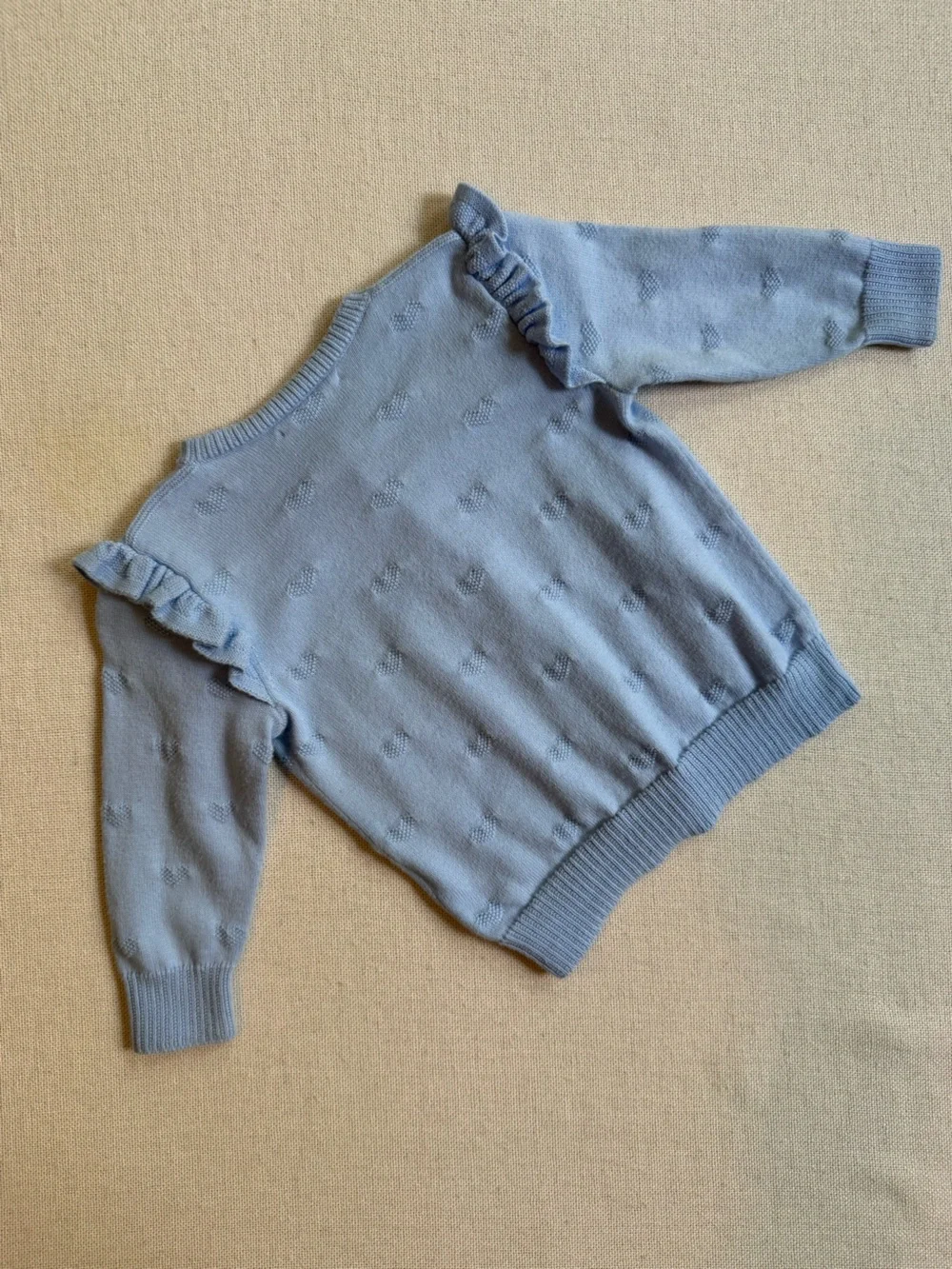 Ralph Lauren Heart Ruffle Cotton Cardigan Sweater Blue 9M